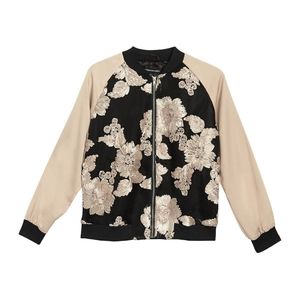 Floral Print Bomber Jacket